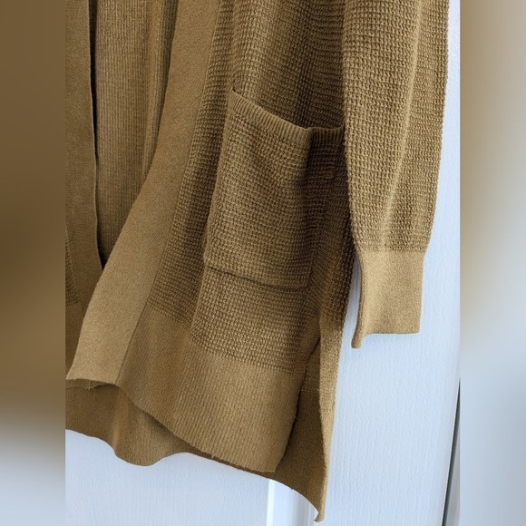 NWT Banana Republic Organic Cotton Hemp Dry Mustard Open Front Knit Cardigan - Picture 4 of 15